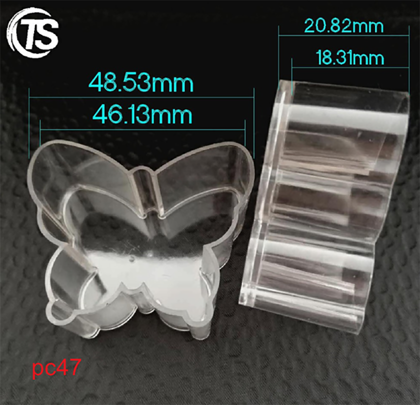 PC47蝴蝶形塑料蜡烛壳尺寸图